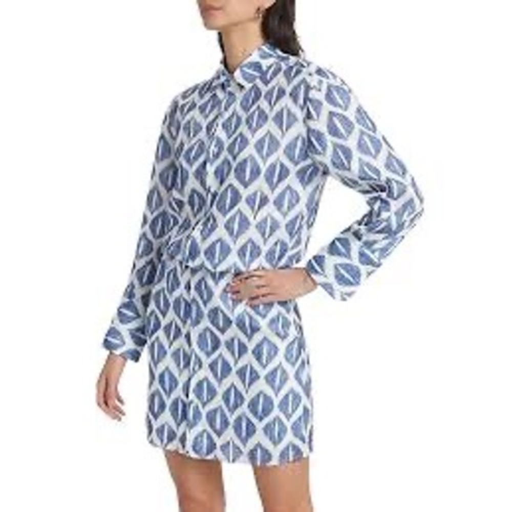 If Only Studio Ikat Printed Linen Shirtdress preppy travel artsy office